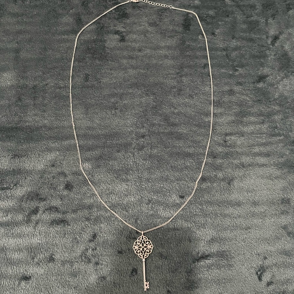 Charming Charlie Silver Key Pendant Necklace
